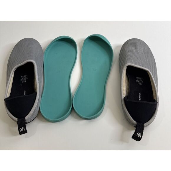 MAHABIS Size 39 BREATHE SUMMER SLIPPERS With Removable Sole Gray Turquoise - Picture 6 of 10